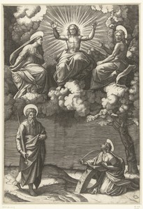 Christus en Maria en Johannes de Doper met heiligen Paulus en Catharina van Alexandrië