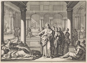 Christus en zijn leerlingen bij het badhuis van Siloam