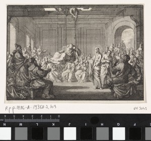 Christus geneest een verlamde man die door het dak werd neergelaten