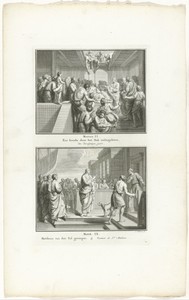 Christus geneest een verlamde man die door het dak werd neergelaten en de roeping van Mattheus