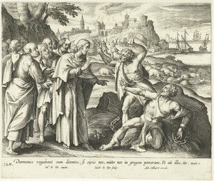 Christus geneest twee bezeten mannen in het gebied van de Gerasenen