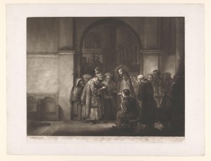 Christus in debat met de farizeeën over de belasting aan de keizer