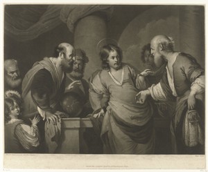 Christus in debat met de farizeeën over de belasting aan de keizer