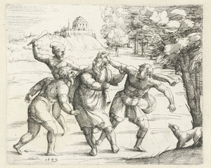 Christus keert zijn rug naar een folteraar