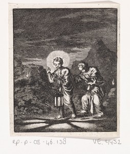 Christus leidt de gepersonifieerde ziel met een lantaarn door de nacht