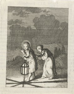 Christus leidt de gepersonifieerde ziel met een lantaarn door de nacht