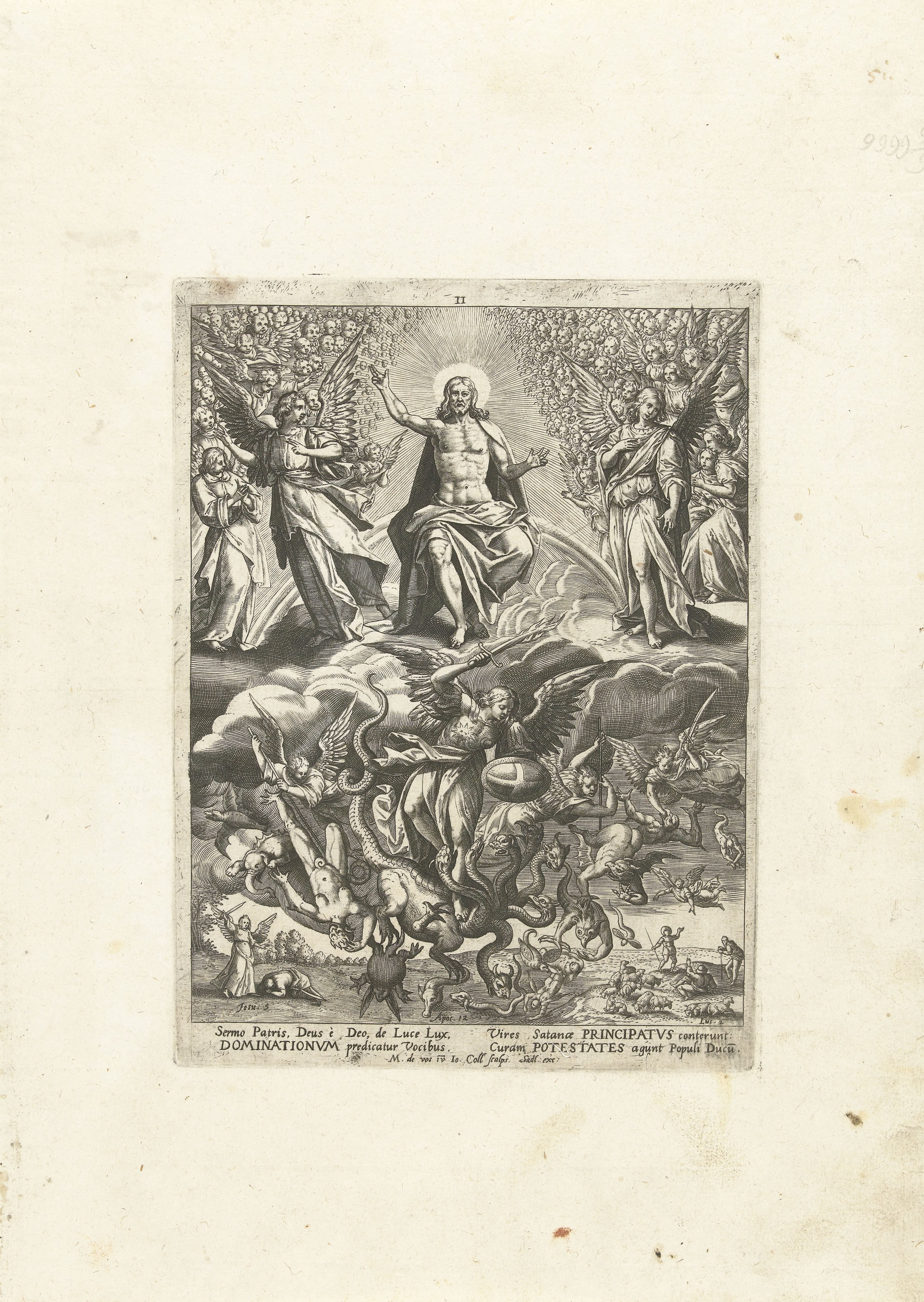 Christus met de engelen van middelste orde by Jan Collaert (II)