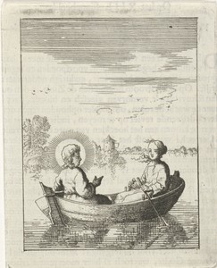 Christus met de gepersonificeerde ziel in een roeiboot