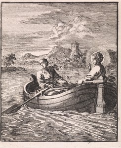 Christus met de gepersonificeerde ziel in een roeiboot