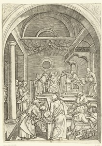 Christus onderwijst schriftgeleerden in tempel