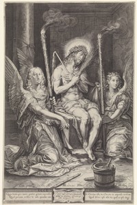 Christus op de koude steen tussen twee engelen