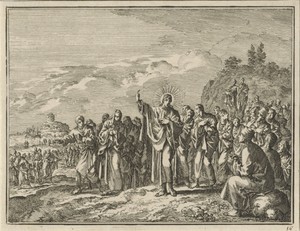 Christus predikend voor een menigte in de openlucht