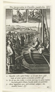 Christus predikt vanuit een boot de parabel over de zaaier
