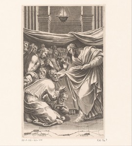 Christus reikt de communie uit aan de apostelen