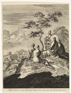 Christus spreekt met Petrus, Jakobus, Johannes en Andreas op de olijfberg