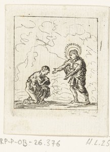 Christus toont zijn wonden aan een voor hem knielende man (de apostel Tomas?)
