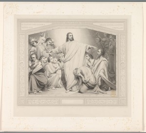 Christus tussen knielende mensen