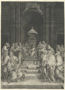 Christus tussen schriftgeleerden in tempel