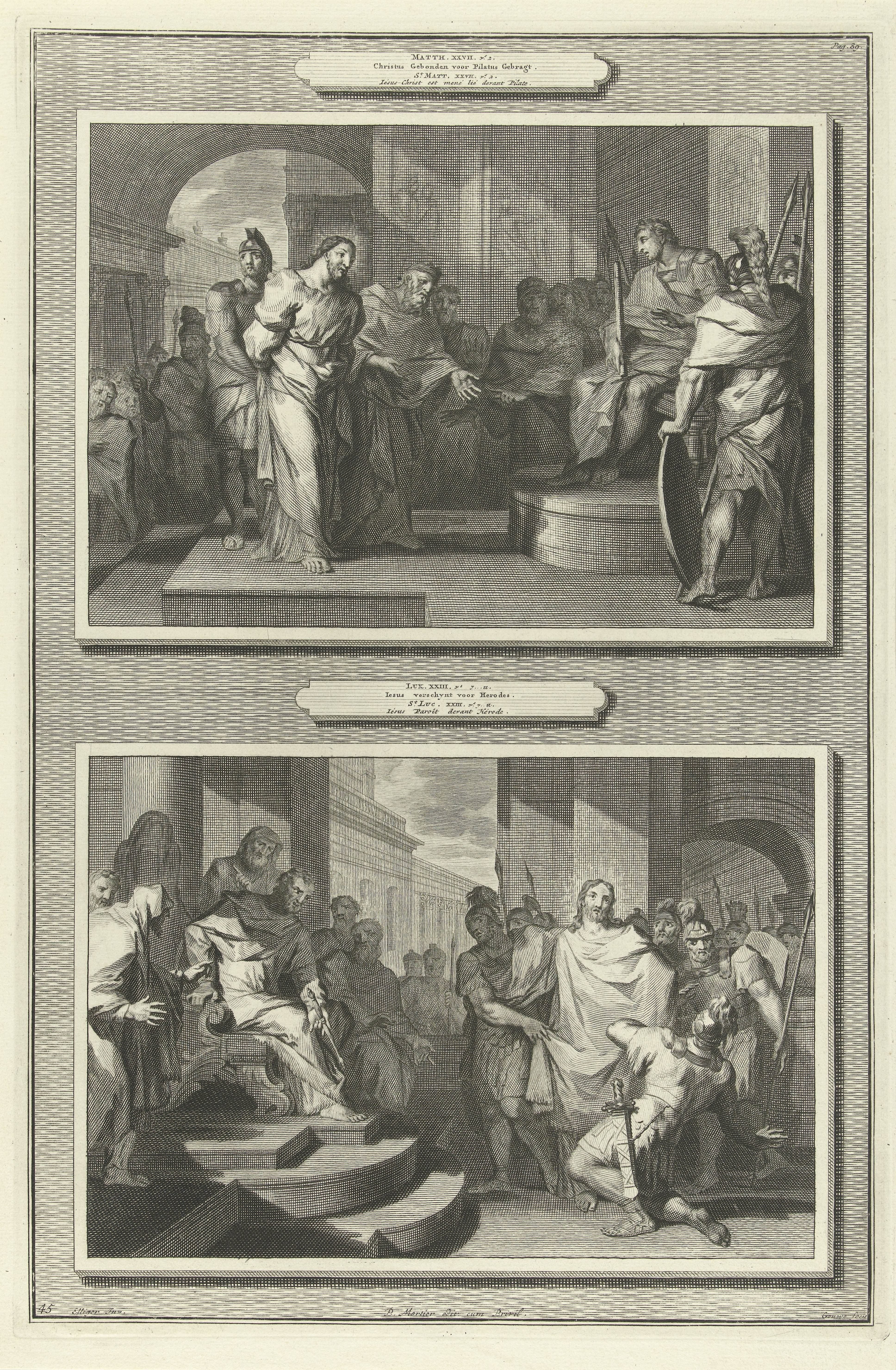 Christus voor Pilatus en voor Herodes by Gilliam van der Gouwen