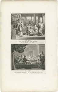 Christus wast de voeten van de apostelen en het Laatste Avondmaal