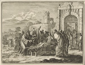 Christus wekt de zoon van de weduwe te Naïn op