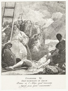 Christus wordt aan het kruis genageld