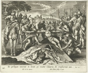 Christus wordt aan het kruis genageld