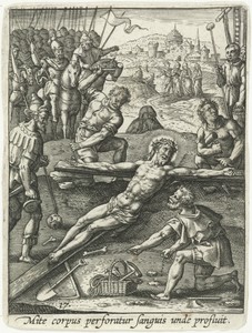 Christus wordt aan het kruis genageld