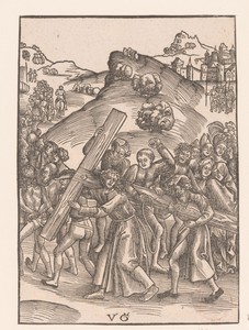 Christus wordt bij het dragen van het kruis geholpen door Simon van Cyrene