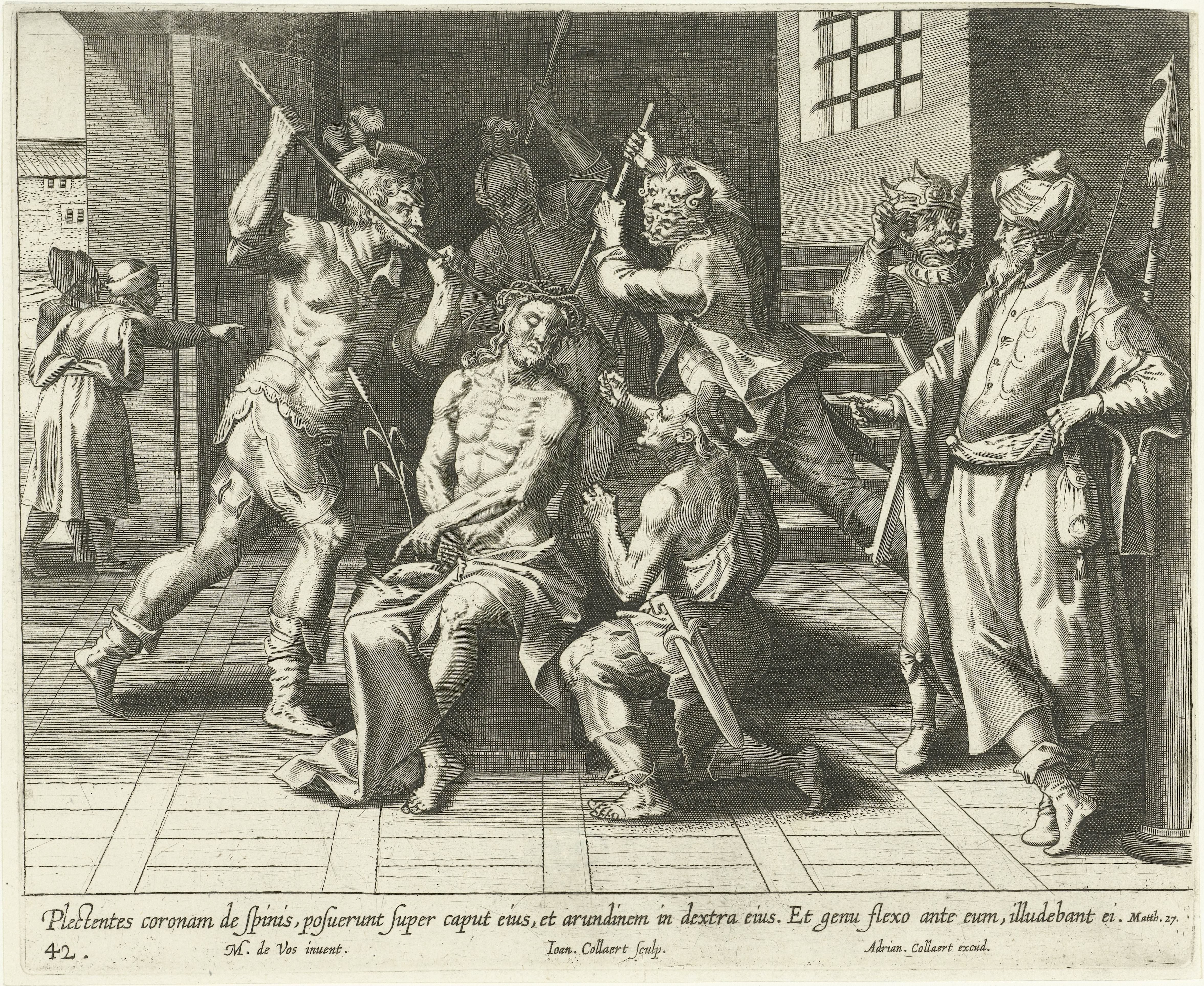Christus wordt gekroond met de doornenkroon by Jan Collaert (II)
