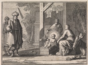 Christuskind spreekt vanuit de kribbe tot een Oosterling