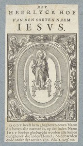 Christuskind staand op monogram