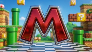 Chrome Mario Logo 3D