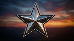Chrome Star Sunset Reflection