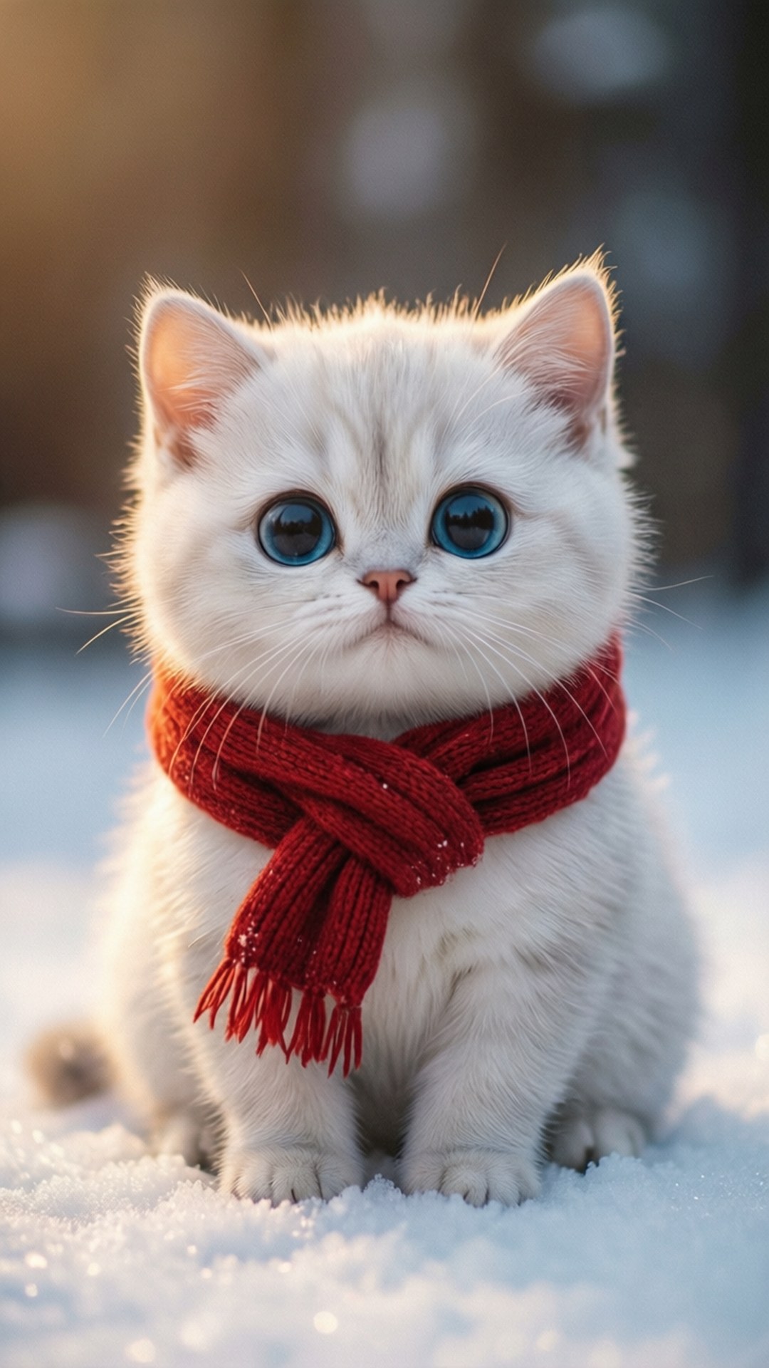 Chubby Cat in Snow by Wallpapers.art Studio