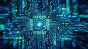 Circuit Board Pixel Blur