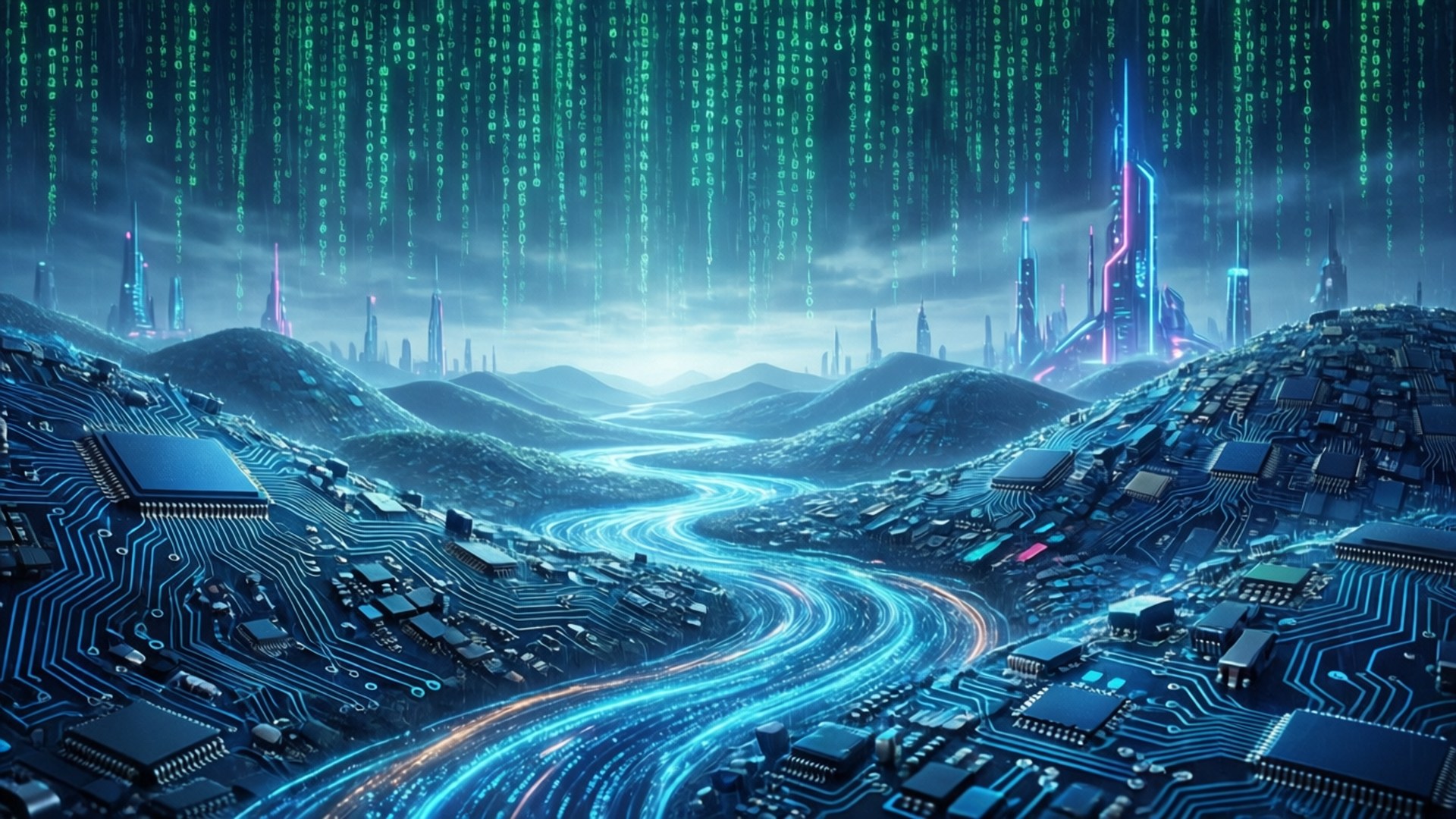 Circuit Board Valley by Wallpapers.art Studio