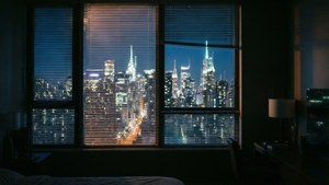 City Lights Through Blinds