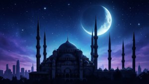 City Skyline Mosque Night