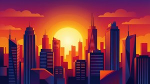 City Skyline SVG Sunset
