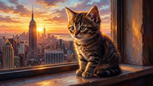 City Sunset Kitten