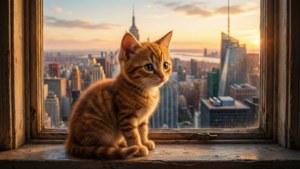 City Sunset Kitten