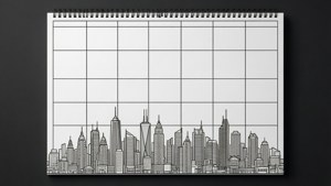 Cityscape Line Art Calendar