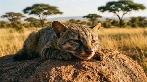 Civet Basking on Rock