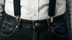Classic Black Suspenders on Jeans