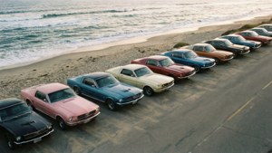 Classic Mustangs on Beach