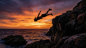Cliff Diver Sunset
