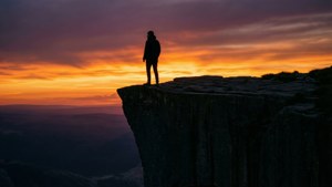 Cliff Edge Sunset Silhouette