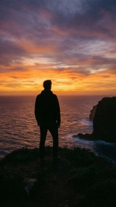Cliff Sunset Silhouette