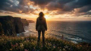 Cliff Sunset Solitude
